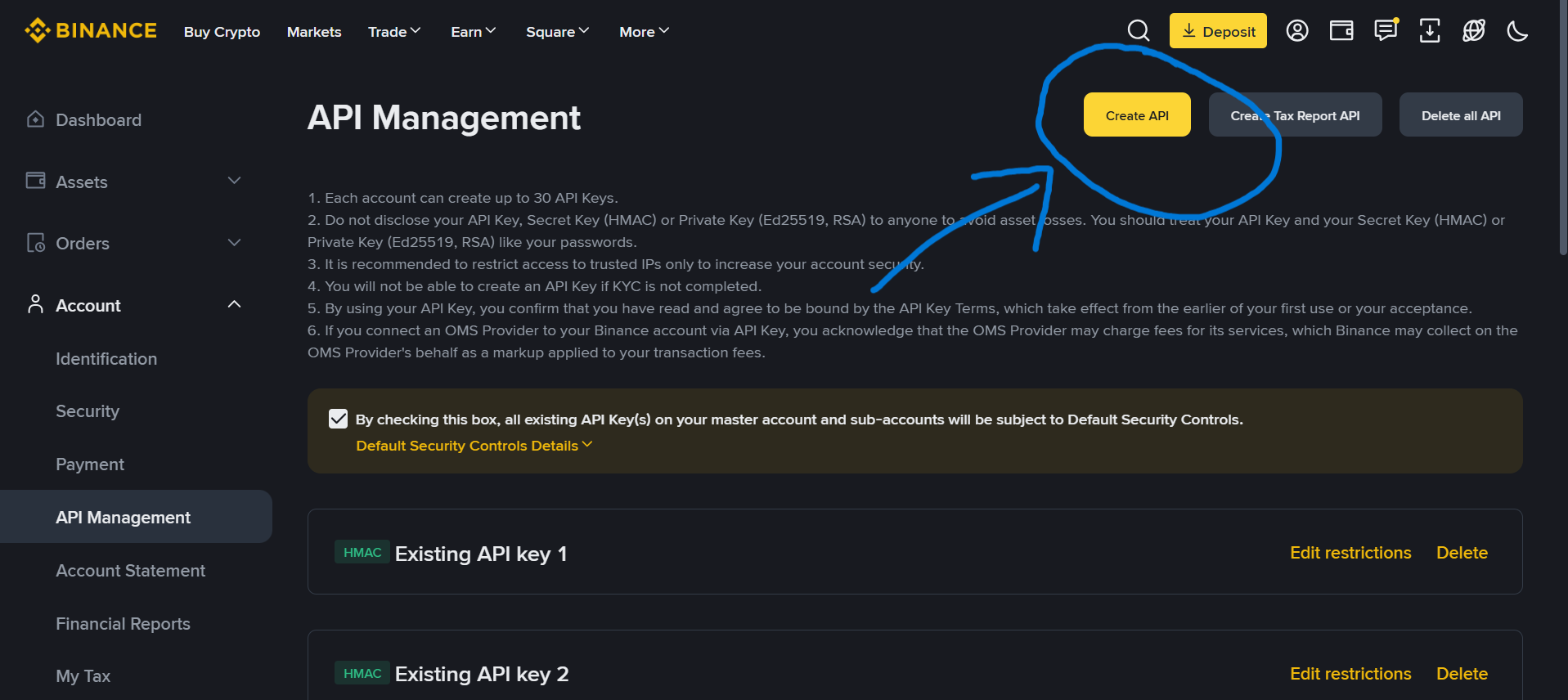 How to create API keys