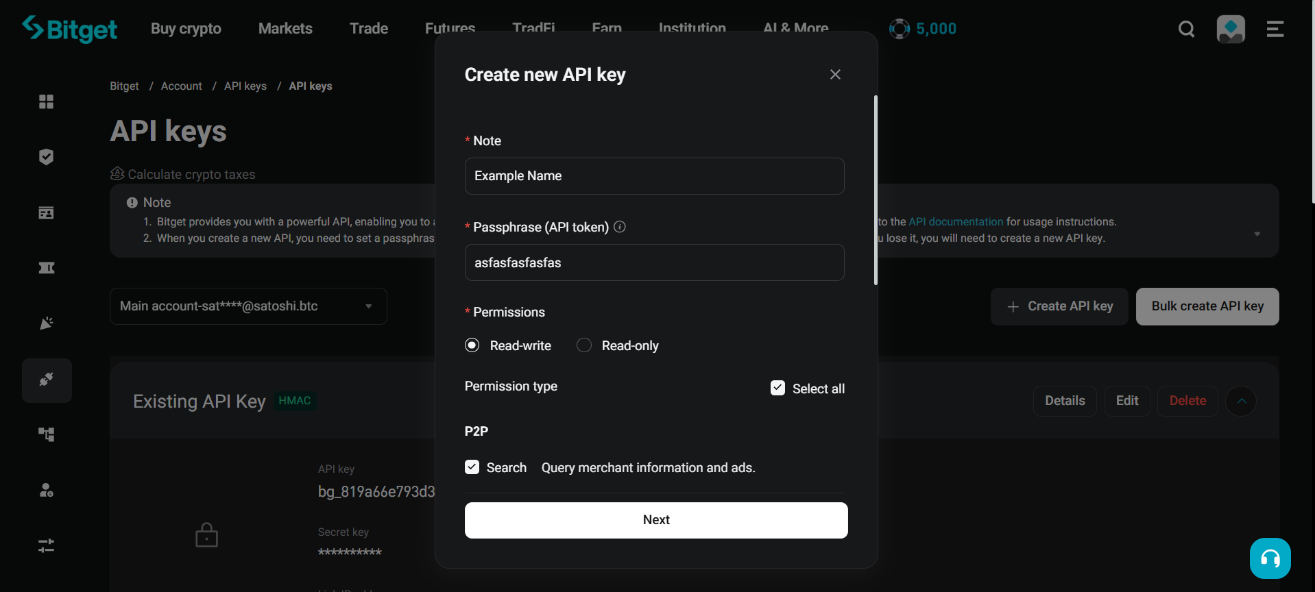 How to set passphrase & permissions